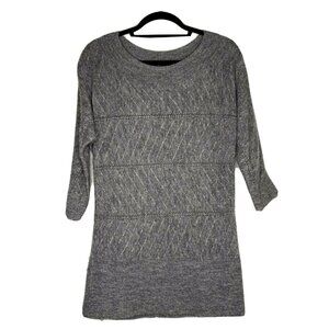 White House Black Market M Gray Wool Blend Sweater Dress With Metallic Accents